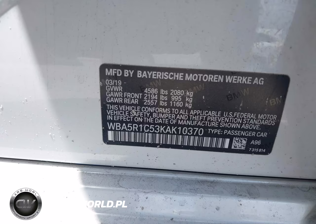 2019 BMW 330I VIN:WBA5R1C53KAK10370 - 9