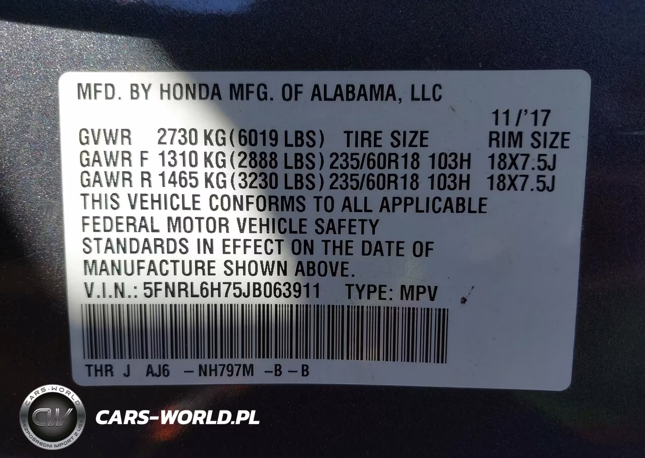 2018 Honda Odyssey Ex-L VIN:5FNRL6H75JB063911 - 9