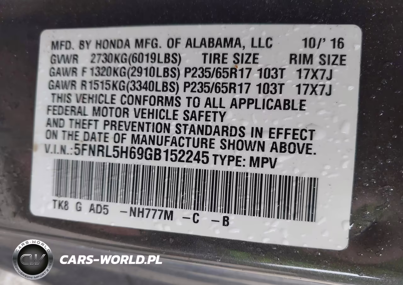 2016 Honda Odyssey Ex-L VIN:5FNRL5H69GB152245 - 9