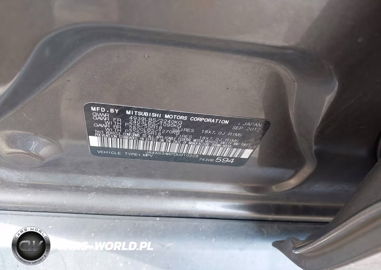 2013 Mitsubishi Outlander Se VIN:JA4AS3AW7DU010228 - 9