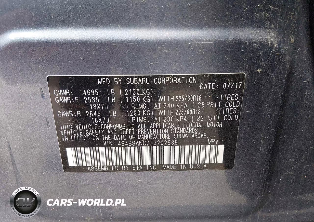 2018 Subaru Outback 2.5I Limited VIN:4S4BSANC7J3202938 - 9