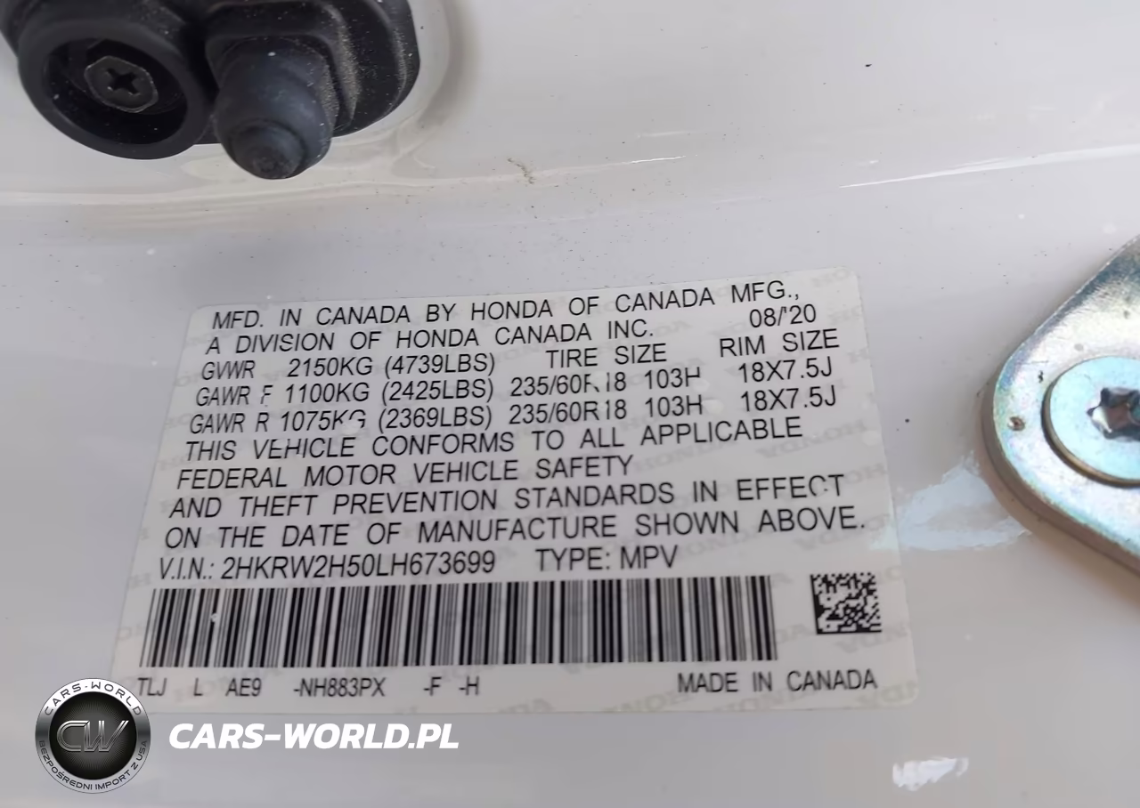 2020 Honda Cr-V Awd Ex VIN:2HKRW2H50LH673699 - 9