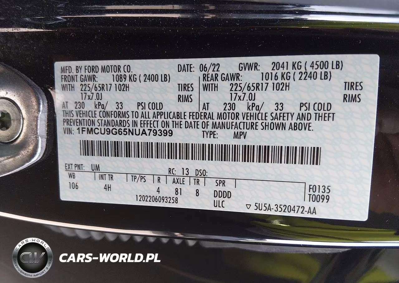 2022 Ford Escape Se VIN:1FMCU9G65NUA79399 - 9
