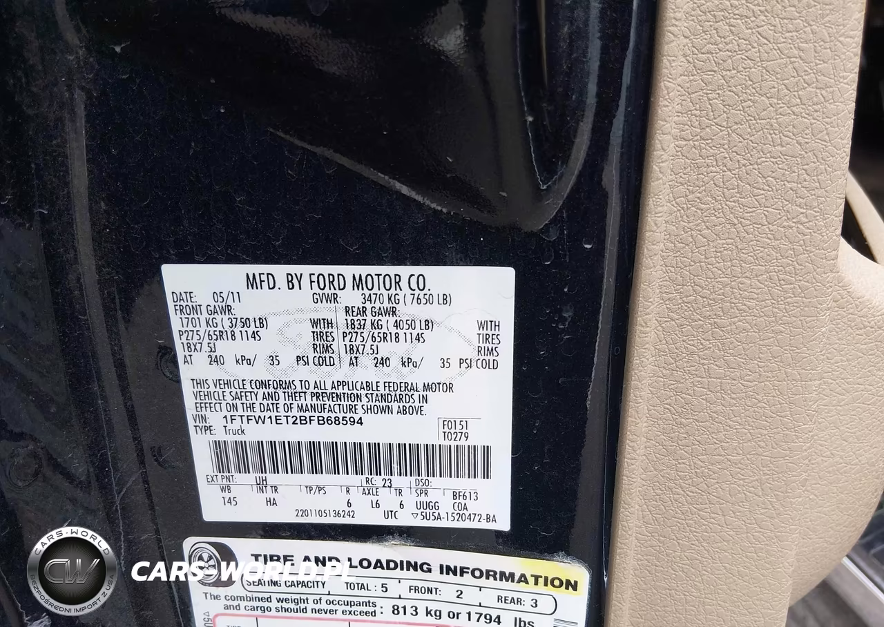 2011 Ford F-150 Lariat VIN:1FTFW1ET2BFB68594 - 9