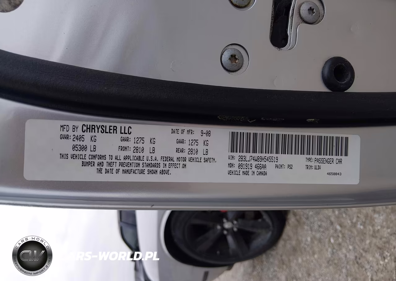 2009 Dodge Challenger Srt8 VIN:2B3LJ74W89H545519 - 9