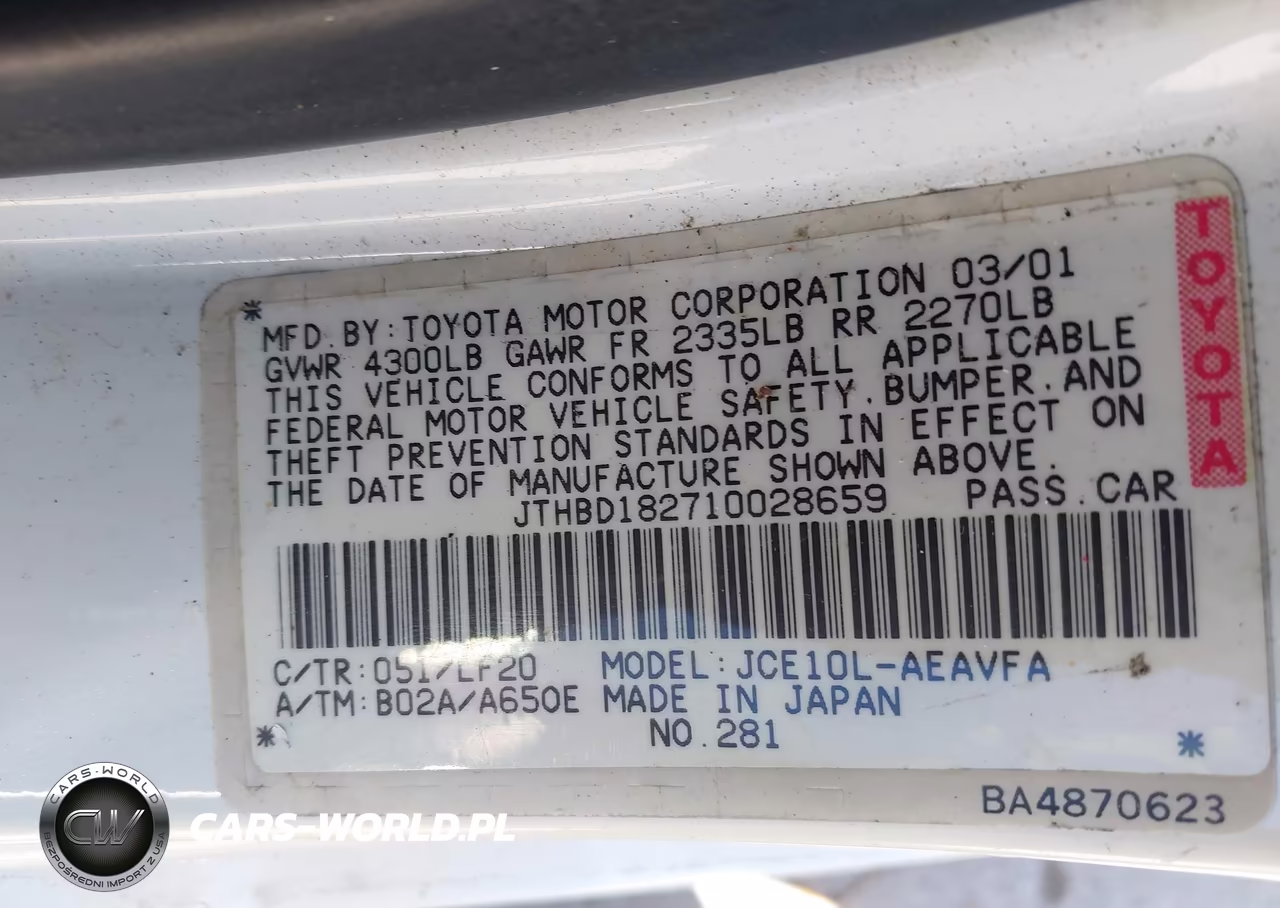 2001 Lexus Is 300 VIN:JTHBD182710028659 - 9