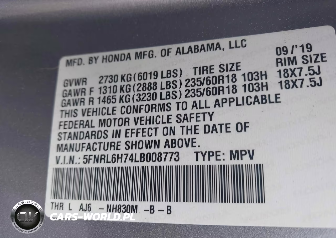 2020 Honda Odyssey Ex-L-Ex-L W-Navi Res VIN:5FNRL6H74LB008773 - 9