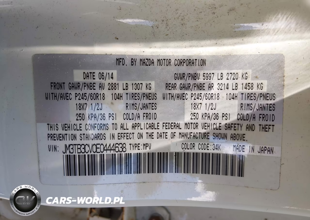 2014 Mazda Cx-9 Touring VIN:JM3TB3CV0E0444638 - 9