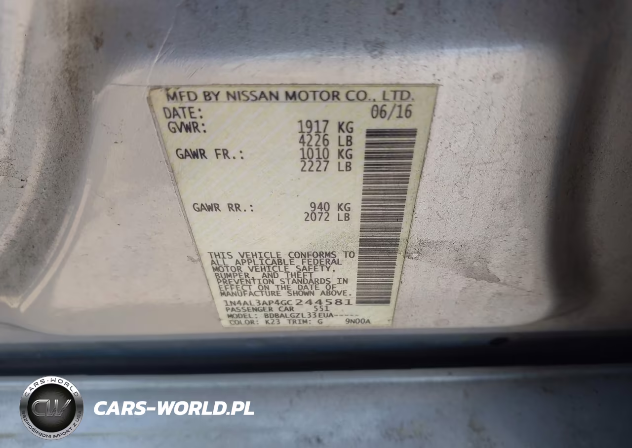 2016 Nissan Altima 2.5-2.5 S-2.5 Sl-2.5 Sr-2.5 Sv VIN:1N4AL3AP4GC244581 - 9