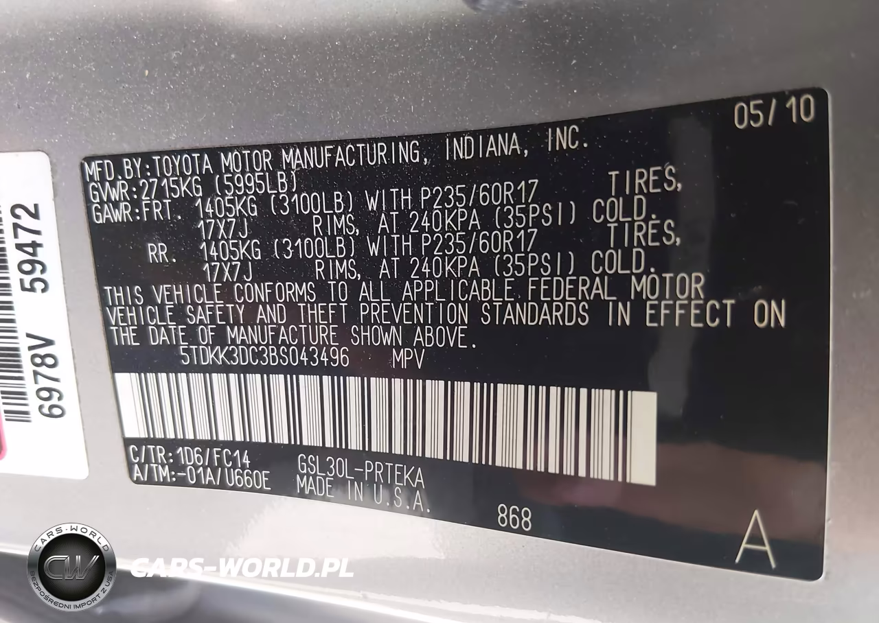2011 Toyota Sienna Le V6 VIN:5TDKK3DC3BS043496 - 9
