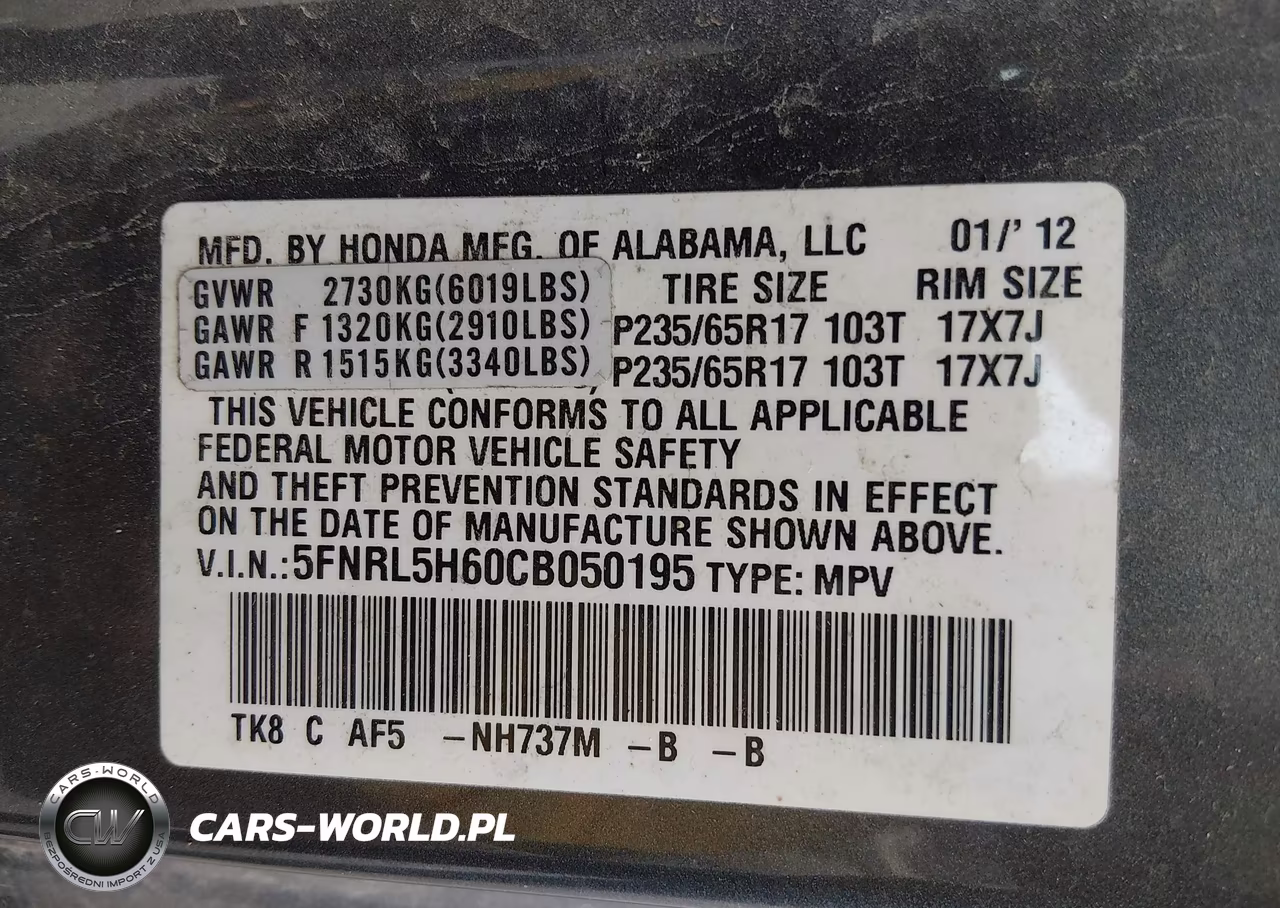 2012 Honda Odyssey Ex-L VIN:5FNRL5H60CB050195 - 9