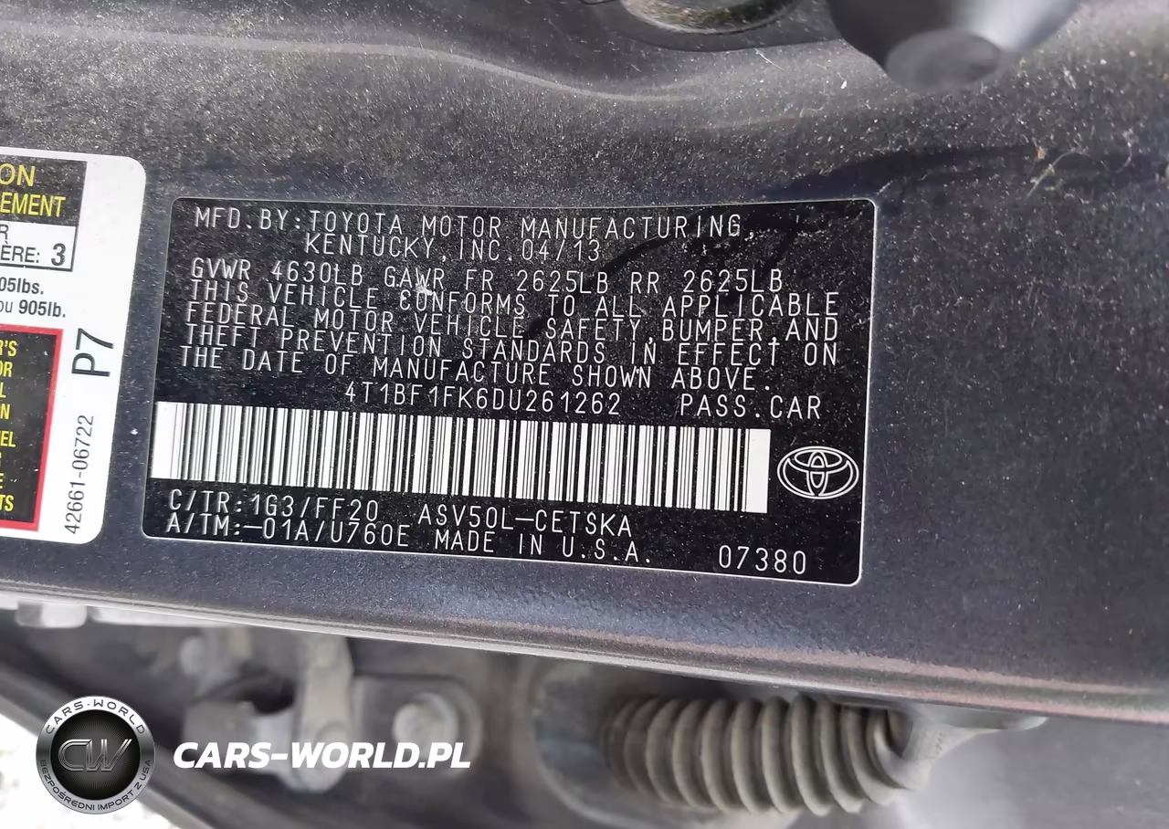 2013 Toyota Camry Se VIN:4T1BF1FK6DU261262 - 9