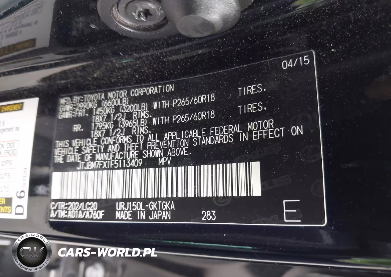 2015 Lexus Gx 460 VIN:JTJBM7FX1F5113409 - 9