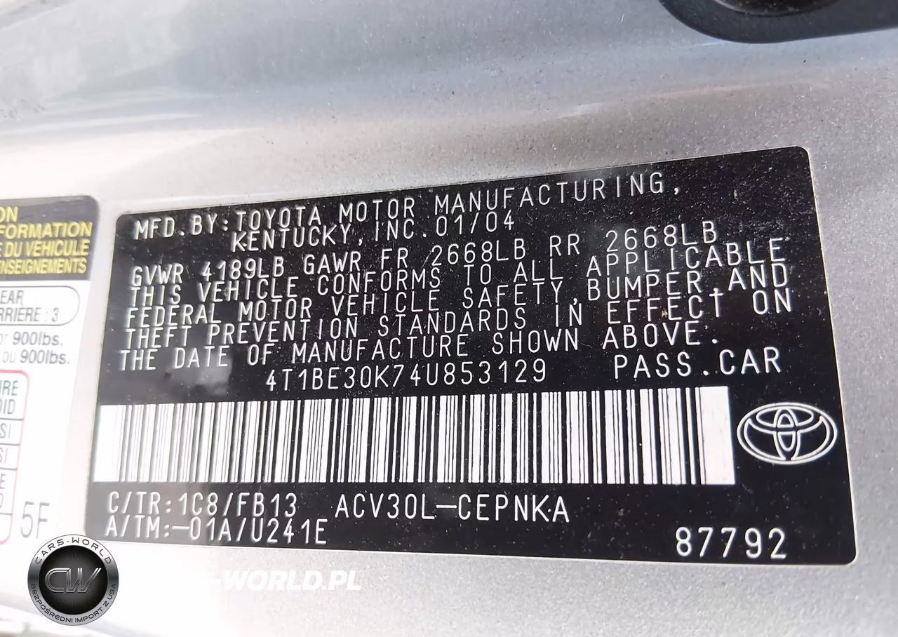 2004 Toyota Camry Le-Se-Xle VIN:4T1BE30K74U853129 - 9