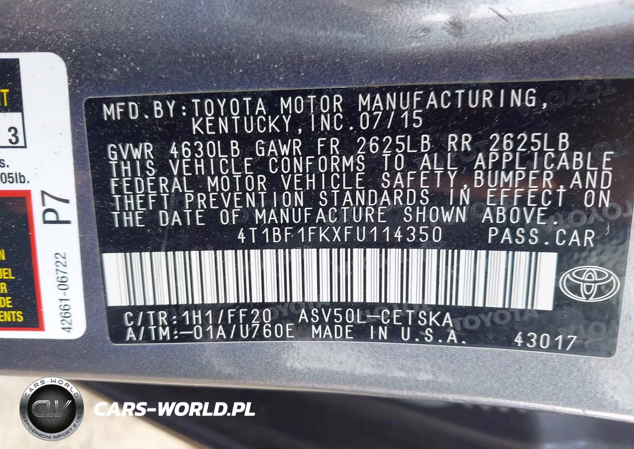 2015 Toyota Camry Se VIN:4T1BF1FKXFU114350 - 9