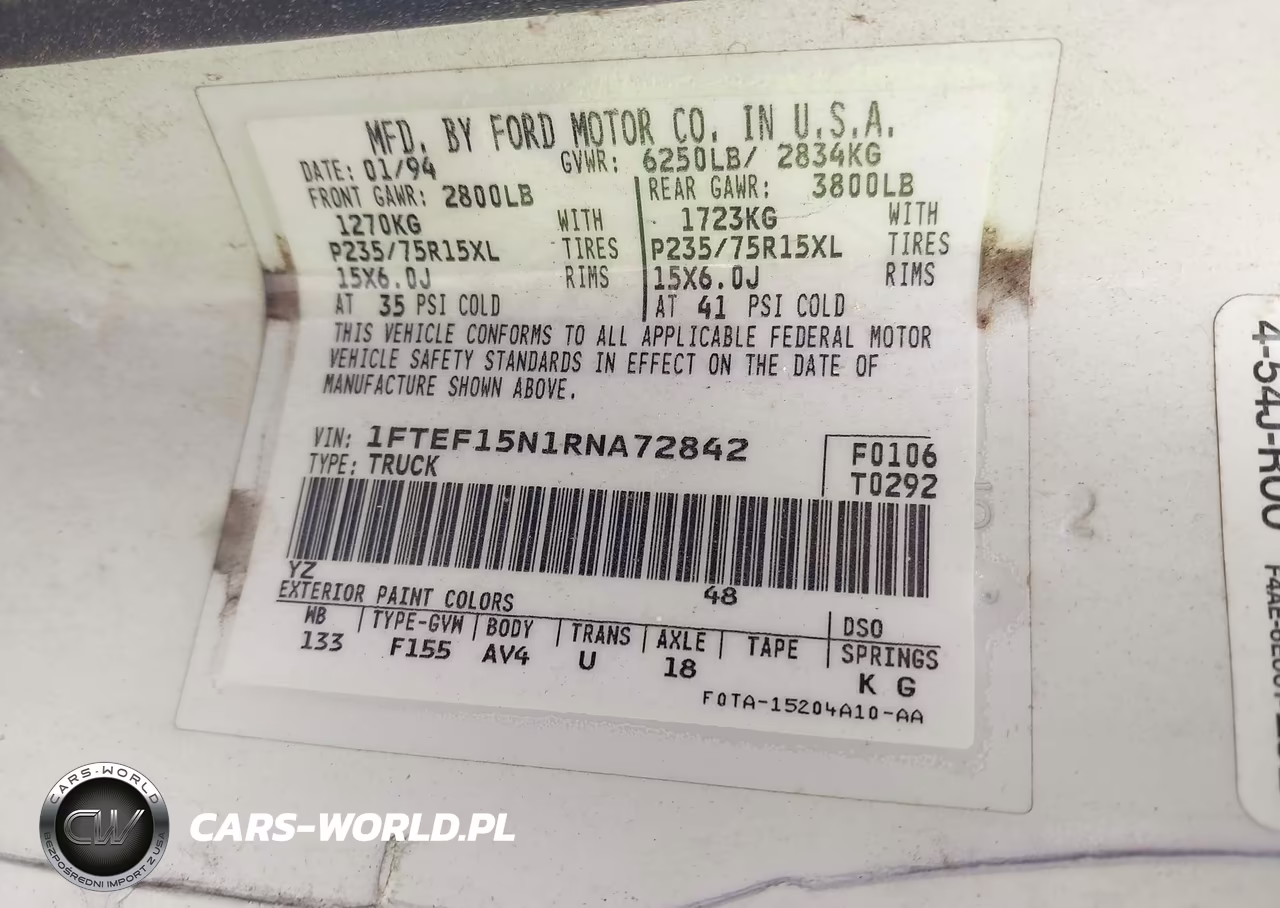 1994 Ford F150 VIN:1FTEF15N1RNA72842 - 9