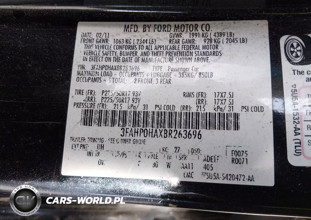 2011 Ford Fusion Se VIN:3FAHP0HAXBR263696 - 9