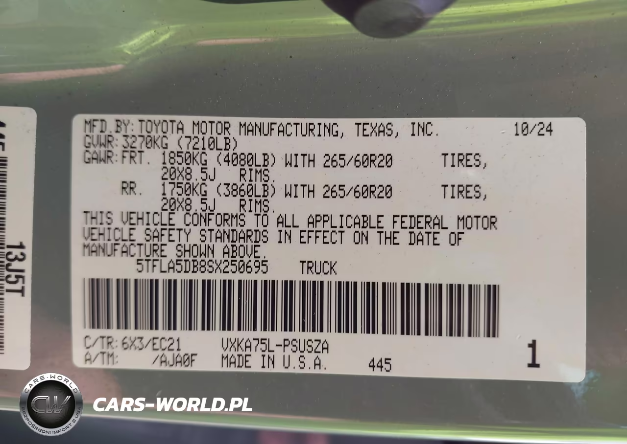 2025 Toyota Tundra Sr5 VIN:5TFLA5DB8SX250695 - 9