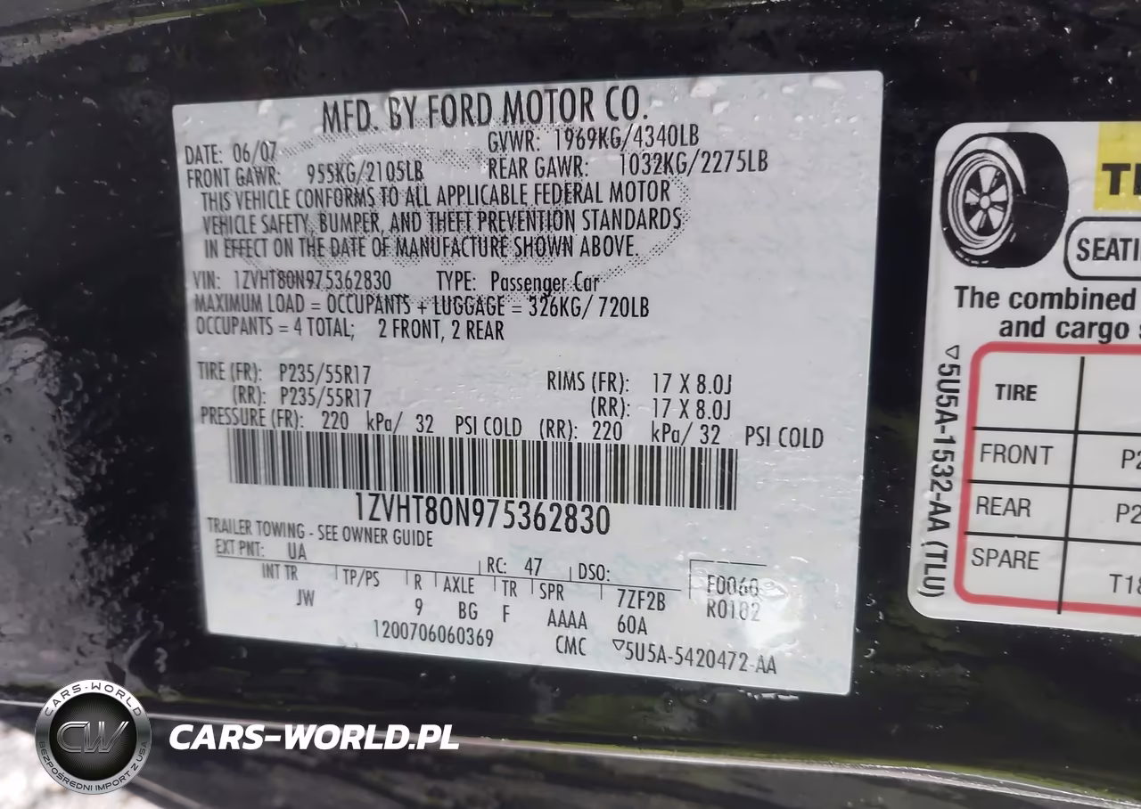 2007 Ford Mustang V6 Deluxe-V6 Premium VIN:1ZVHT80N975362830 - 9