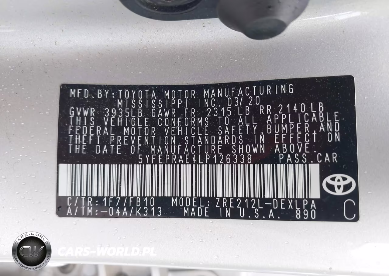 2020 Toyota Corolla Le VIN:5YFEPRAE4LP126338 - 9