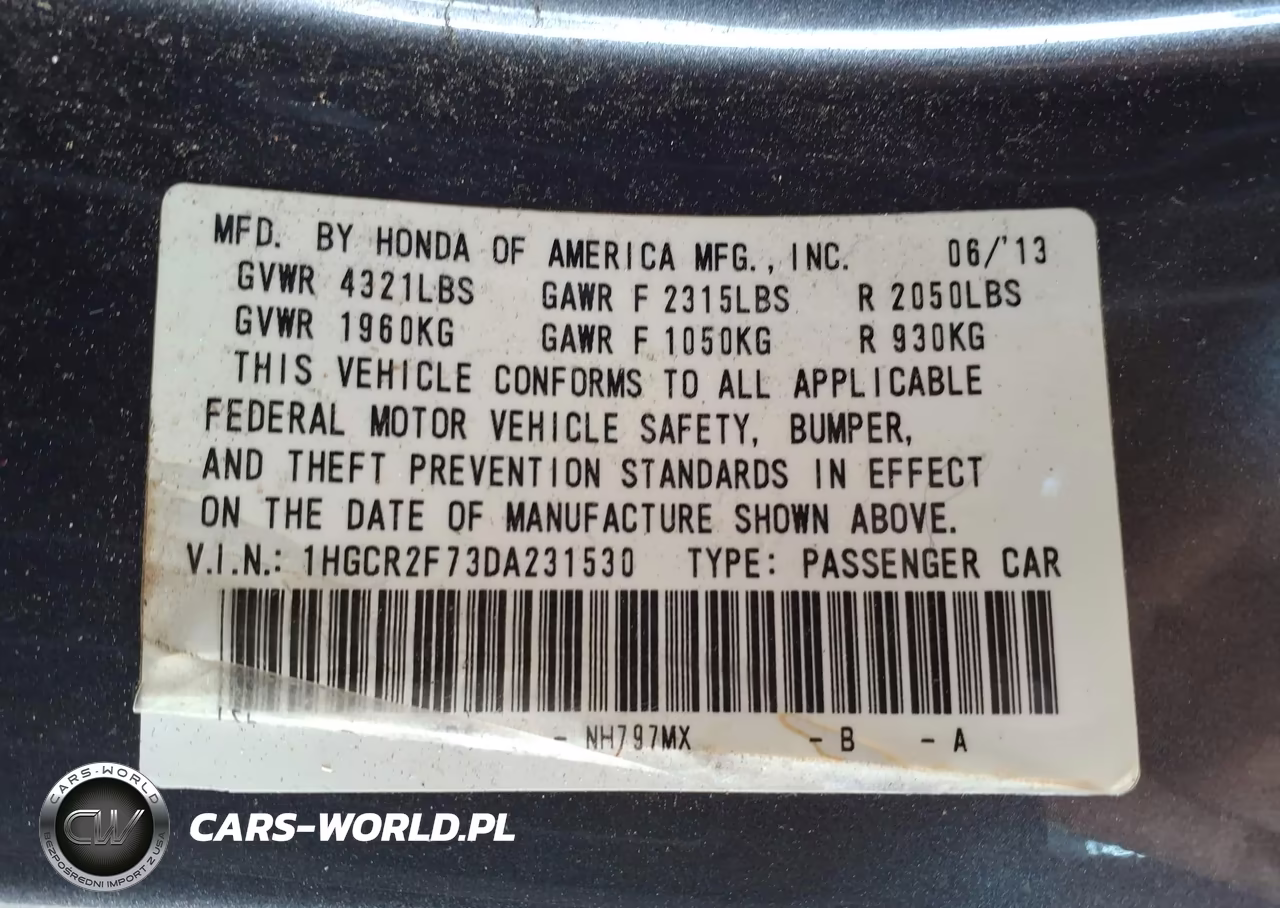 HONDA ACCORD VIN:1HGCR2F73DA231530 - 9
