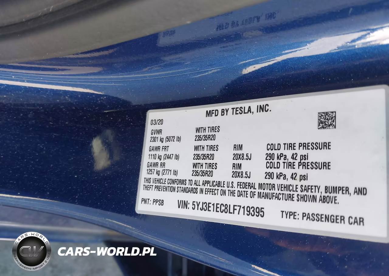 2020 Tesla Model 3 Performance Dual Motor All-Wheel Drive VIN:5YJ3E1EC8LF719395 - 9