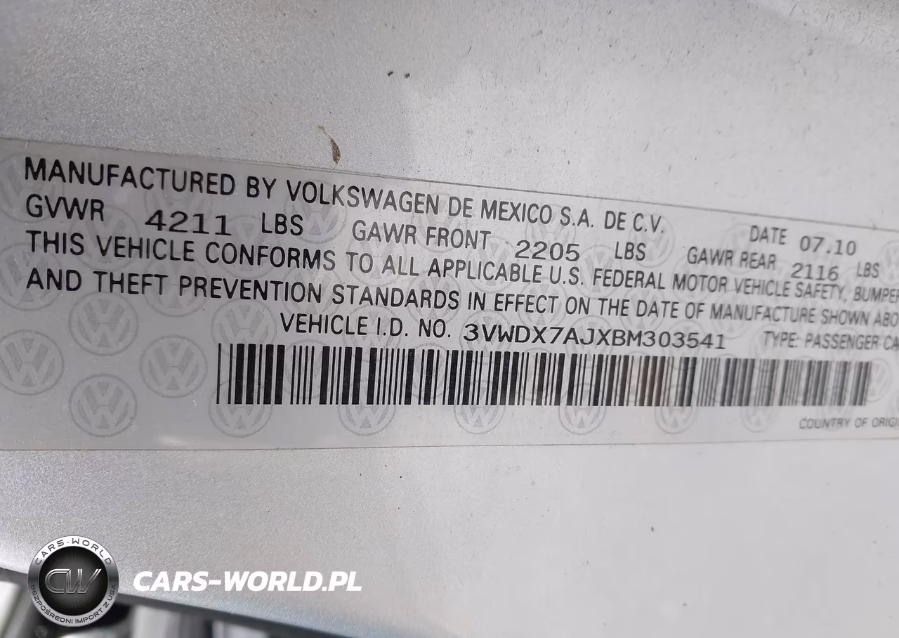 2011 Volkswagen Jetta 2.5L Se VIN:3VWDX7AJXBM303541 - 9