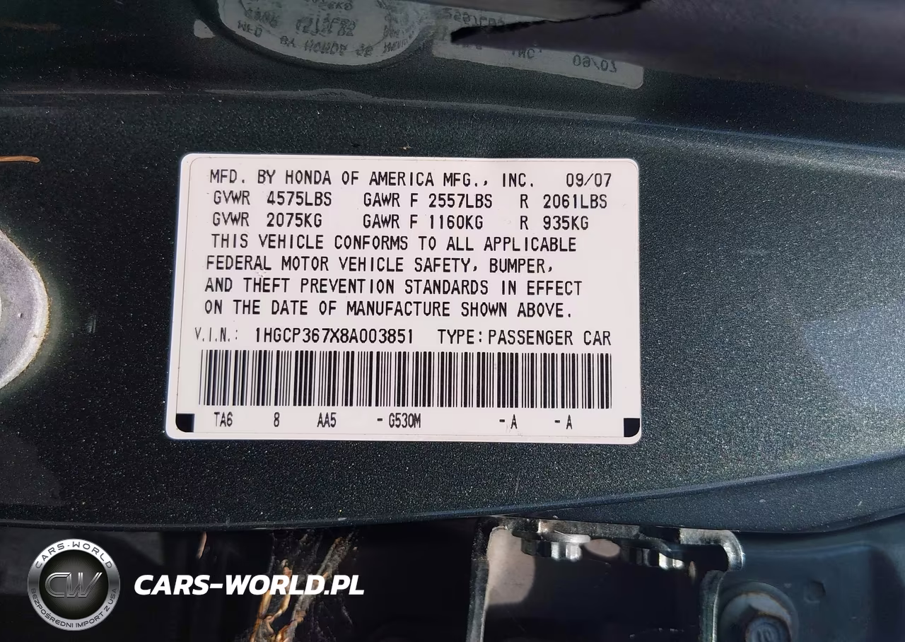 2008 Honda Accord 3.5 Ex VIN:1HGCP367X8A003851 - 9