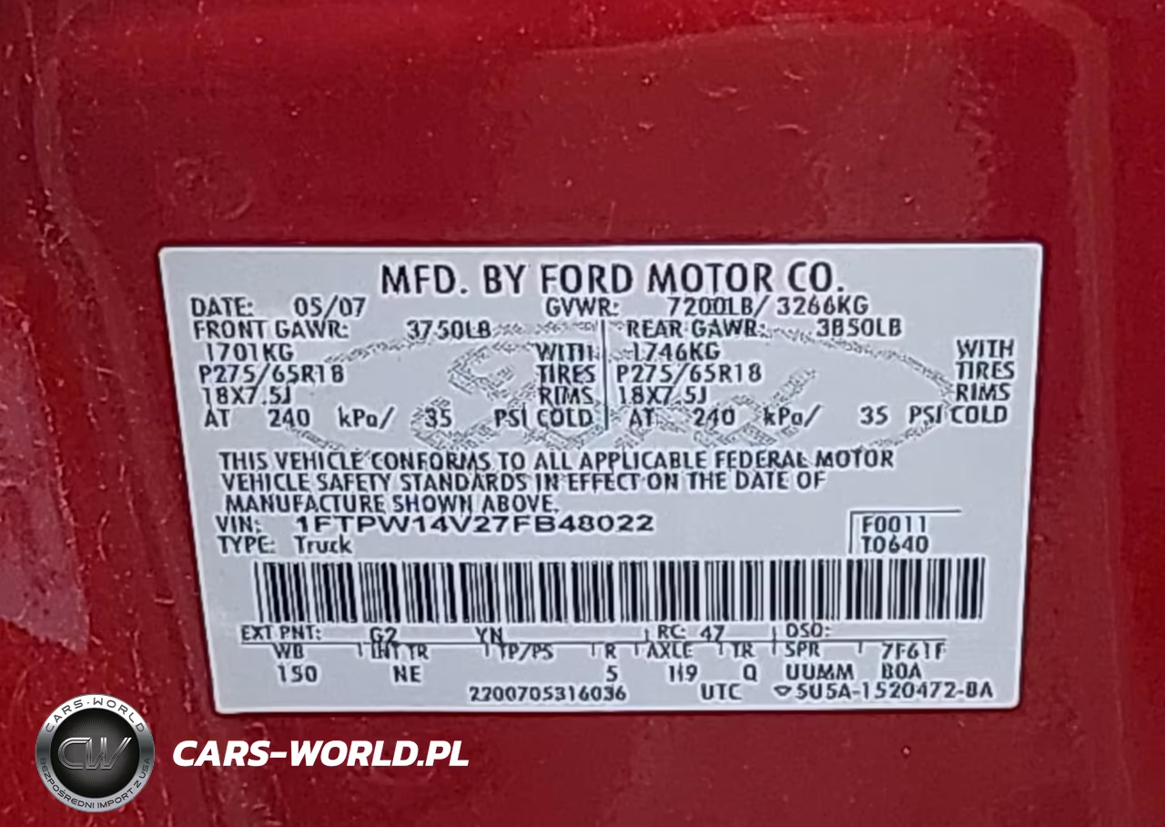 2007 Ford F-150 Fx4-Lariat-Xlt VIN:1FTPW14V27FB48022 - 9