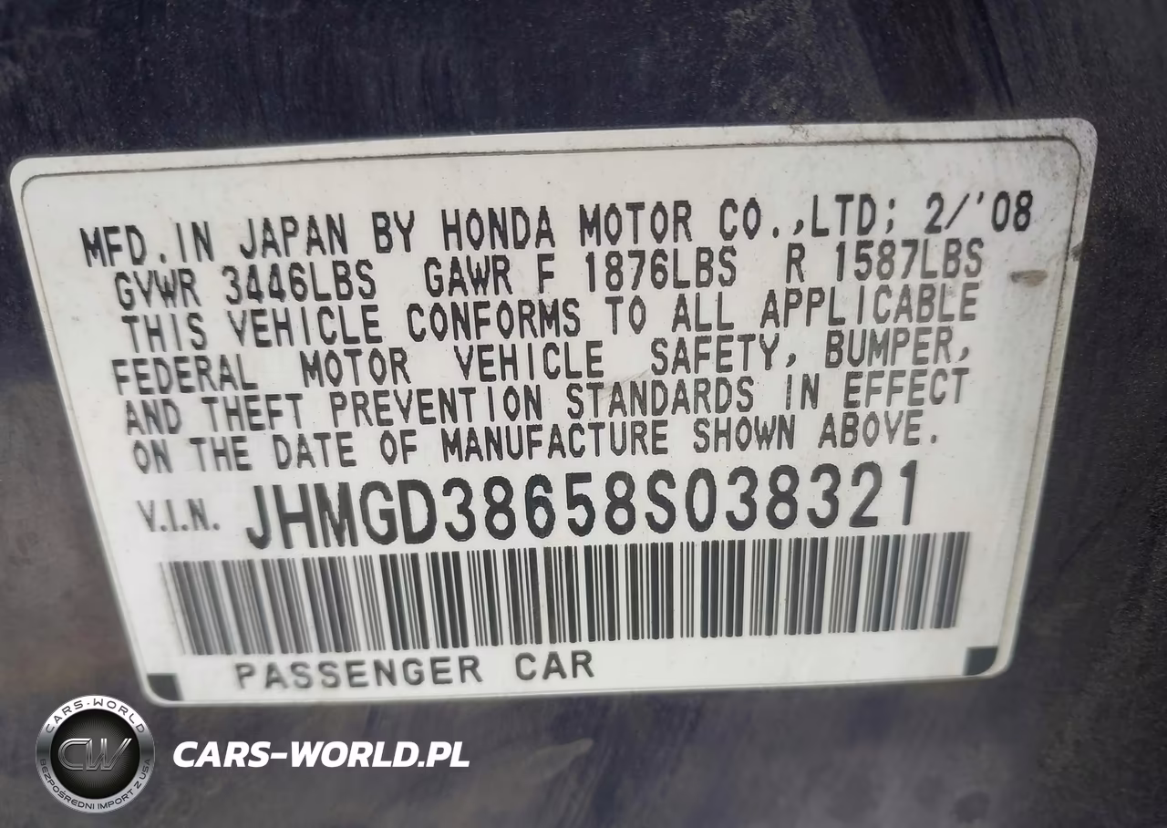 2008 Honda Fit Sport VIN:JHMGD38658S038321 - 9