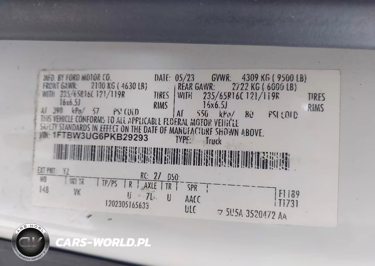 2023 Ford Transit-350 Cargo Van VIN:1FTBW3UG6PKB29293 - 9