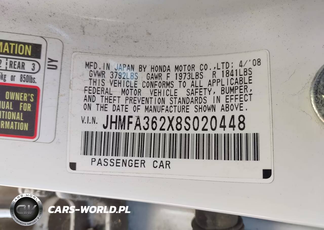 2008 Honda Civic Hybrid VIN:JHMFA362X8S020448 - 9
