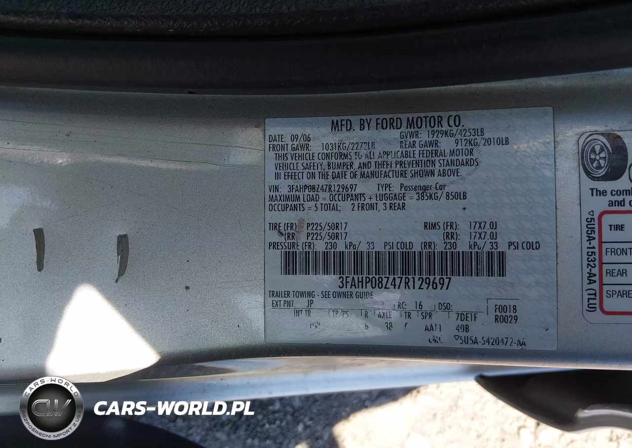 2007 Ford Fusion Sel VIN:3FAHP08Z47R129697 - 9