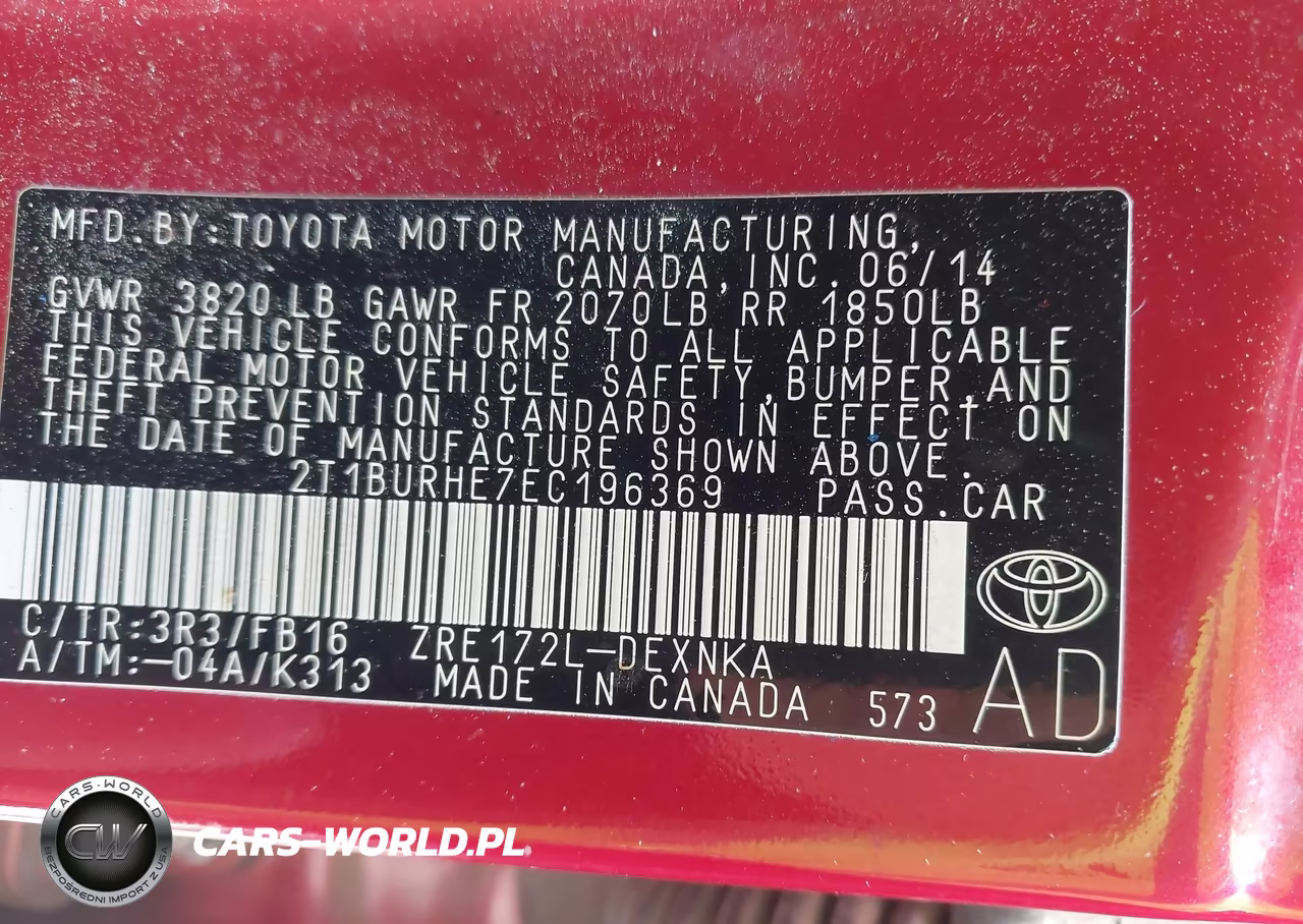 2014 Toyota Corolla Le VIN:2T1BURHE7EC196369 - 9