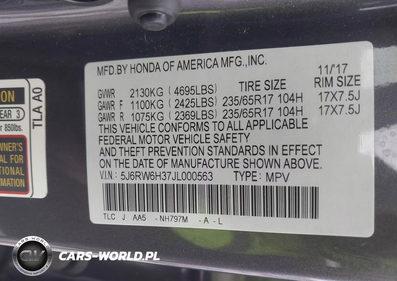 2018 Honda Cr-V Lx VIN:5J6RW6H37JL000563 - 9