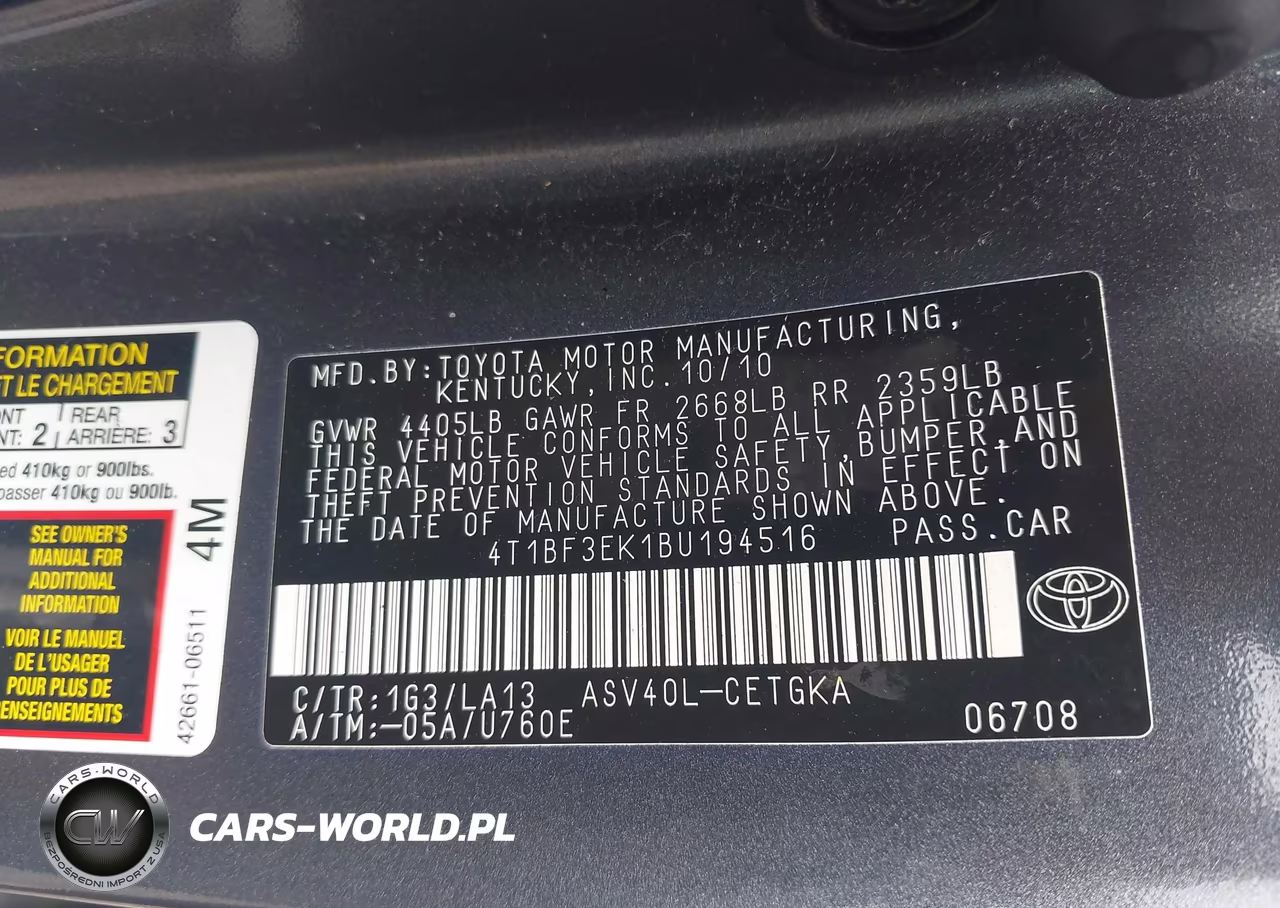 2011 Toyota Camry Xle VIN:4T1BF3EK1BU194516 - 9