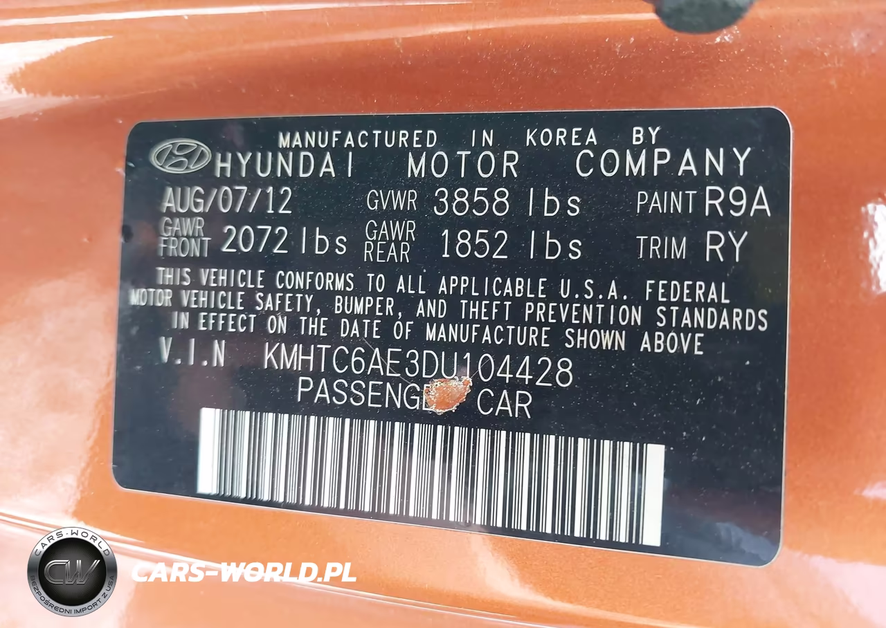 2013 Hyundai Veloster Turbo W-Black VIN:KMHTC6AE3DU104428 - 9