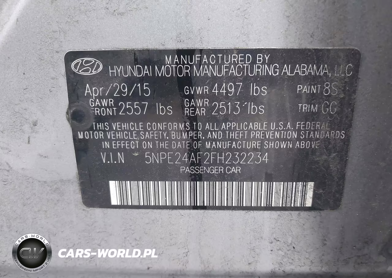 2015 Hyundai Sonata Se VIN:5NPE24AF2FH232234 - 9