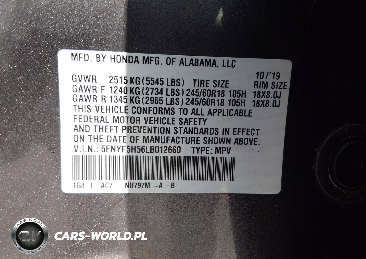 2020 Honda Pilot 2Wd Ex-L VIN:5FNYF5H56LB012660 - 9