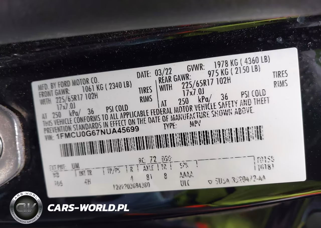 2022 Ford Escape Se VIN:1FMCU0G67NUA45699 - 9