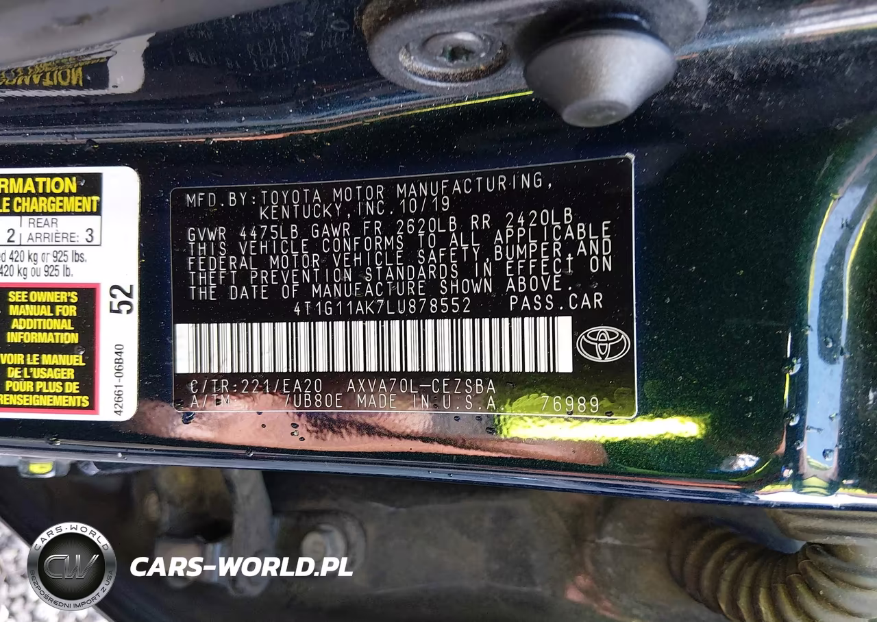 2020 Toyota Camry Se VIN:4T1G11AK7LU878552 - 9