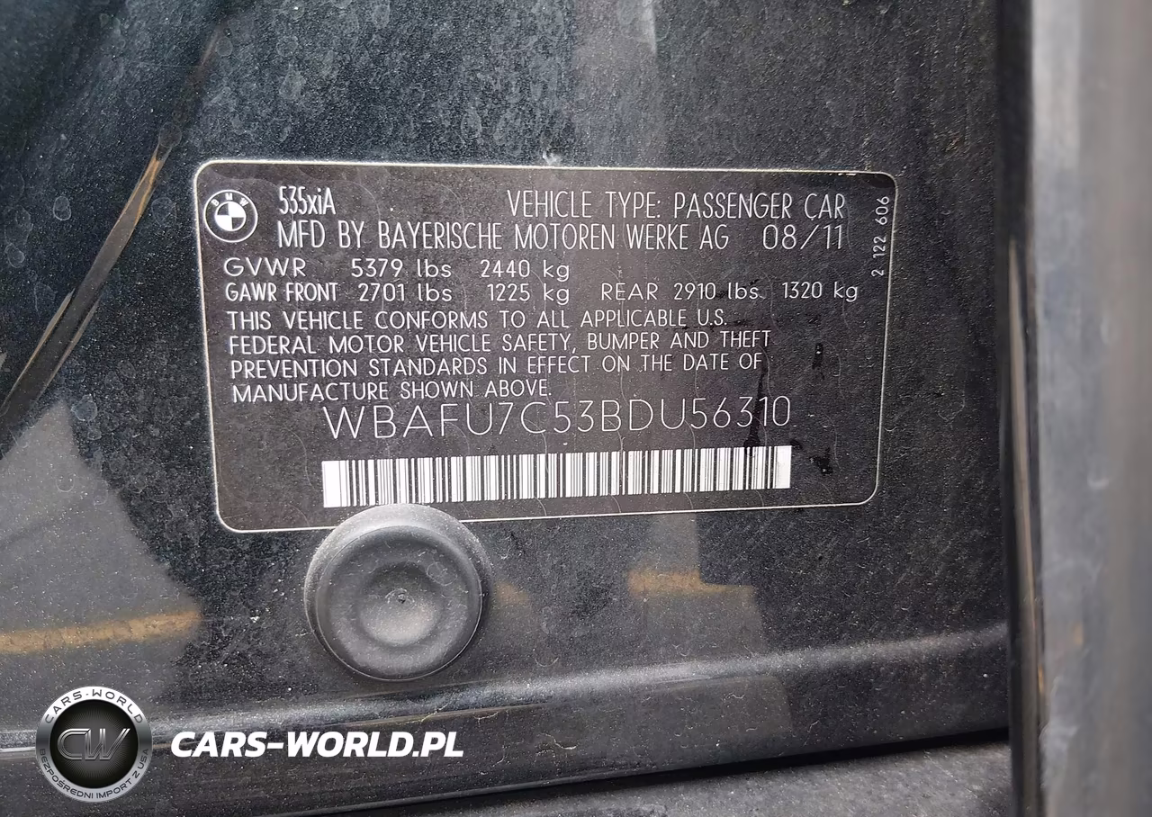 2011 BMW 535I xDrive VIN:WBAFU7C53BDU56310 - 9