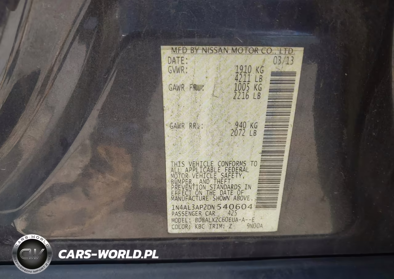 2013 Nissan Altima 2.5 Sl VIN:1N4AL3AP2DN540604 - 9