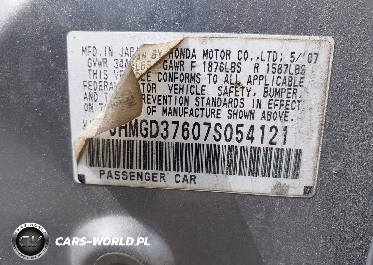 2007 Honda Fit Sport VIN:JHMGD37607S054121 - 9