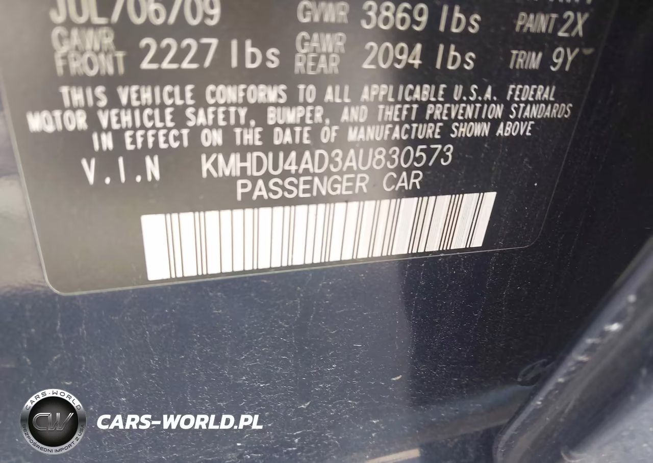 2010 Hyundai Elantra Gls VIN:KMHDU4AD3AU830573 - 9