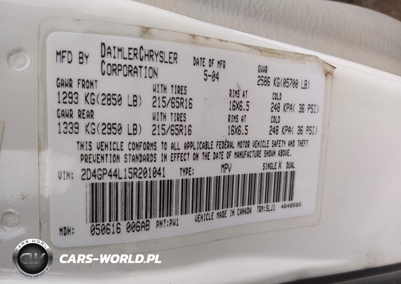 2005 Dodge Grand Caravan Sxt VIN:2D4GP44L15R201041 - 9