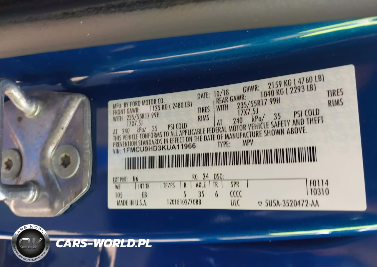 2019 Ford Escape Sel VIN:1FMCU9HD3KUA11966 - 9
