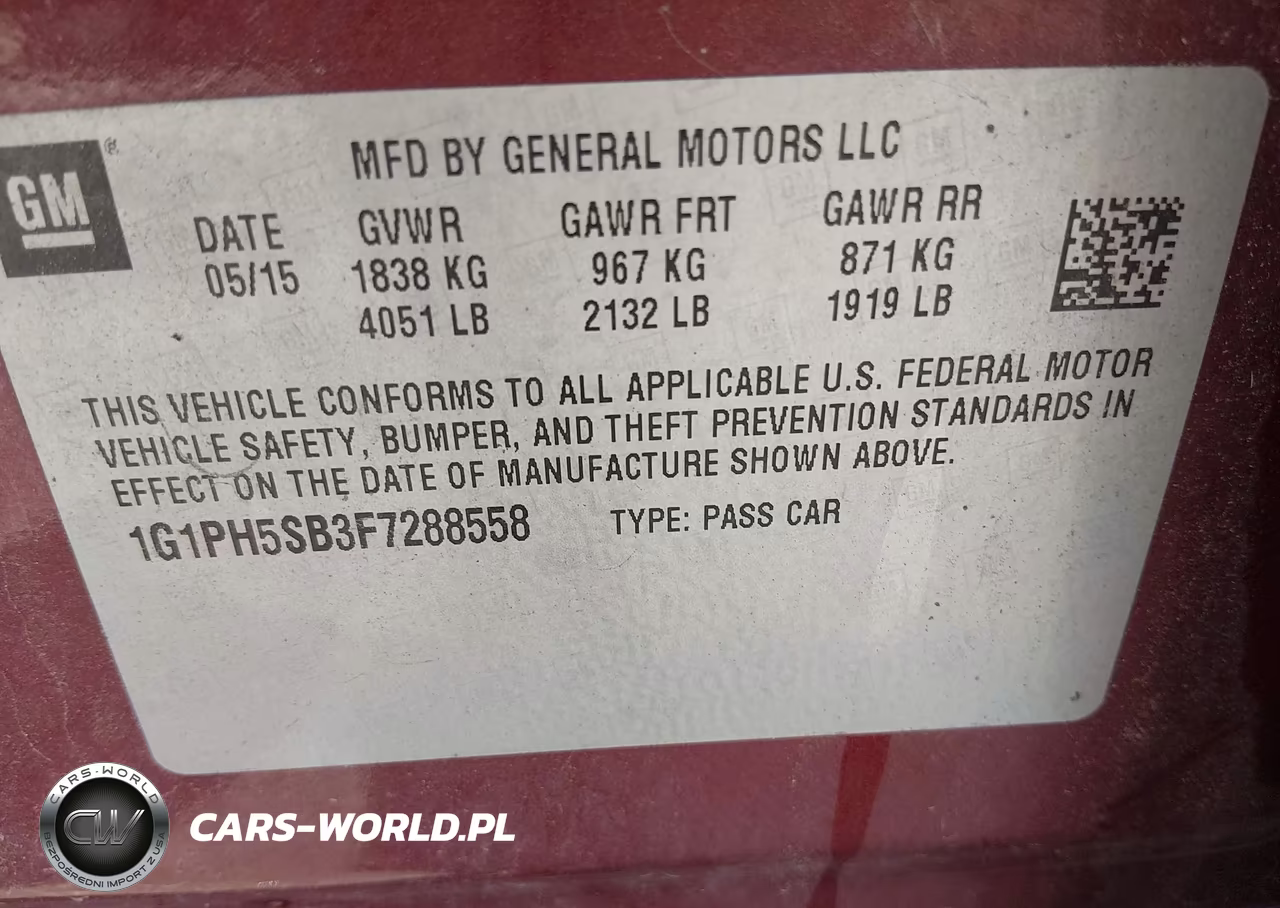 2015 Chevrolet Cruze Eco Auto VIN:1G1PH5SB3F7288558 - 9