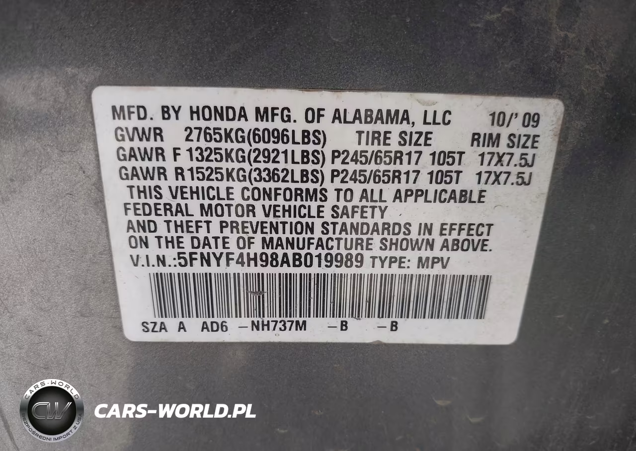 2010 Honda Pilot Touring VIN:5FNYF4H98AB019989 - 9