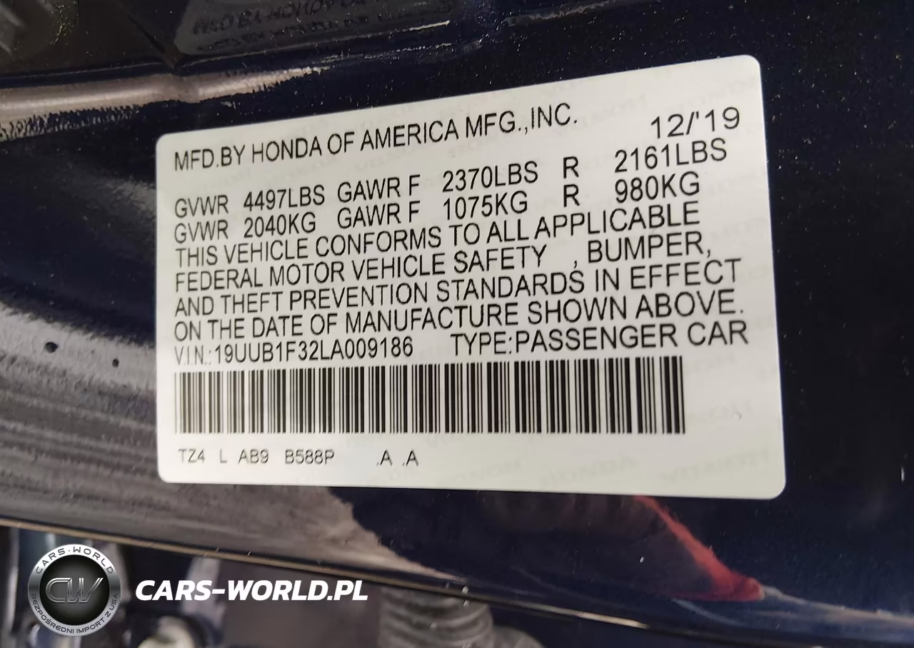 2020 Acura Tlx Standard VIN:19UUB1F32LA009186 - 9